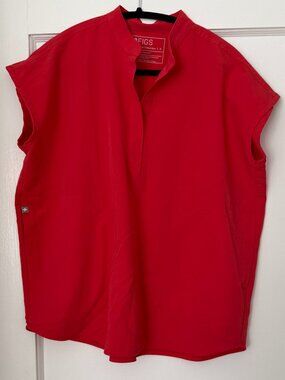 FIGS Red Rafaela Scrub Top in size small
